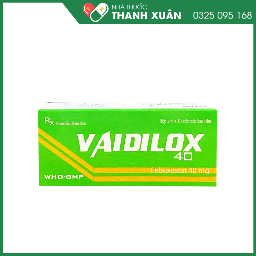 Vaidilox 40 mg điều trị tăng acid uric